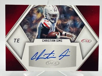 Christian Sims 2023 SAGE Red #A-CS3 Autograph Auto RC - Image 1 of 2