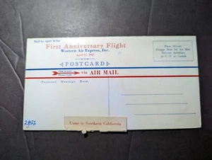1927 Mint USA Western Air Express Inc Anniversary Airmail Postcard - Picture 1 of 3