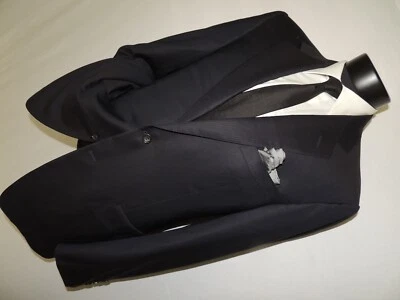 CANALI Hombre 2 Botones Doble Ventilación Negro Sombra Rayas Chaqueta Abrigo 42 Largo Foto 1 de 4