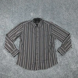 7 Diamonds Shirt Mens Extra Large Black Gray Striped Long Sleeve Button Up ' - Picture 1 of 14