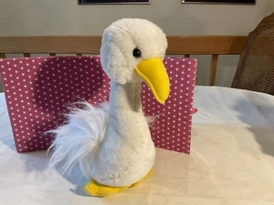 VTG. 1986 PLUSH WHITE GOOSE WIND UP MUSIC BOX, YOU ARE MY SUNSHINE, 14”, TAIWAN - Picture 1 of 9