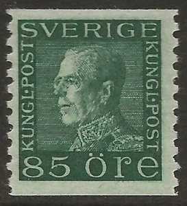 Sweden 1921-36 Gustaf V 85o Myrtle Green Coil #186 F/VF-NH CV $17.00 - Picture 1 of 2