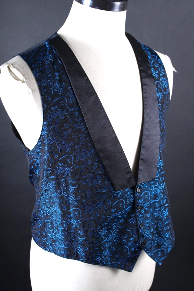 Vintage Blue Brocade Formal Tuxedo Vest Size Mens Medium - Image 1 of 4