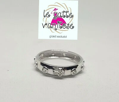 Anello ROSARIO fedina in Argento 925 rodiato con zirconi bianchi - Immagine 1 di 4