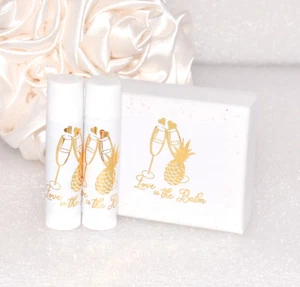 45 Gold Pineapple Custom Foil Labels, Pineapple Theme Wedding Lip Balm Labels - Picture 1 of 3