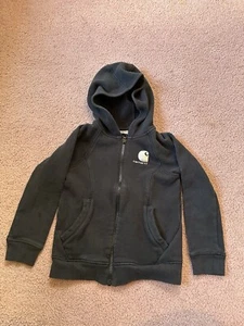 Carhartt Kids Black Hoodie 6x silver text - Picture 1 of 6