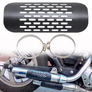 Tuyau silencieux d'échappement noir universel bouclier thermique protection talon pour moto - Photo 1/12