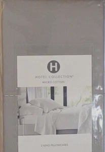NIP HOTEL COLLECTION MICRO COTTON 500TC GRAY KING SIZE PILLOWCASES - Picture 1 of 1