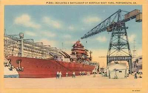 Postkarte Schlachtschiff Gebäude Norfolk Navy Yard Portsmouth Leinen nicht verschickt - Bild 1 von 2