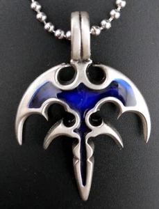 Queensryche Necklace Stainless Chain Blue Enamel Triryche Pendant DEFECT! New - Picture 1 of 15