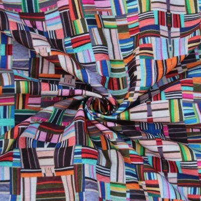 Patchwork Digital Printed Canvas Fabric 58" Wide Polycotton Upholstery Bag Craft - Image 1 of 4