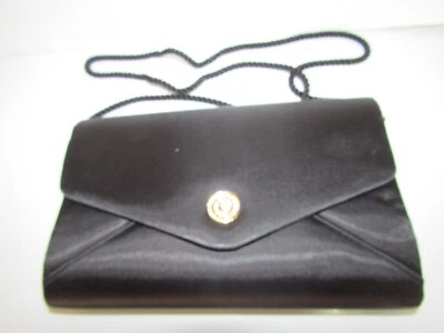 Лорд и Тейлор черный атласный застежки сумочки веревки ремень золотые стразы зеркало - Изображение 1 из 4