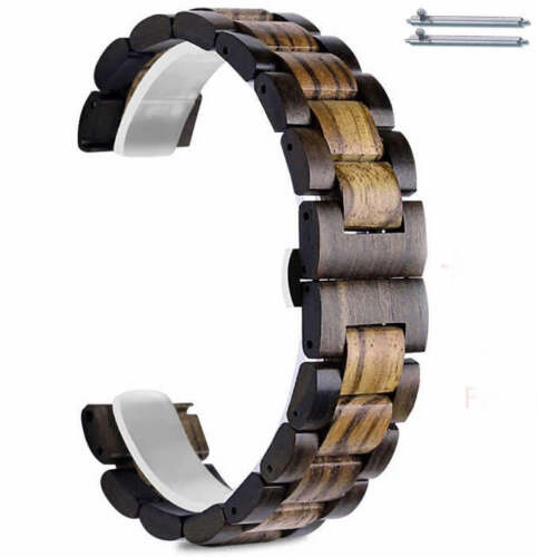 Wooden Replacement Watch Band Butterfly Clasp Quick Release Brown Strap #W004