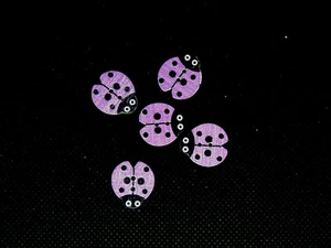 Purple Lady Bug wooden 2 hole button set of 5 (SS2) - Picture 1 of 4
