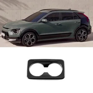 For KIA Niro 2022-2025 Carbon Fiber Rear Water Cup Holder Frame Cover Trim - Foto 1 di 7