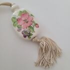 Vintage Avon Ceramic Hand Painted Floral Pendant Silk Tassel Necklace