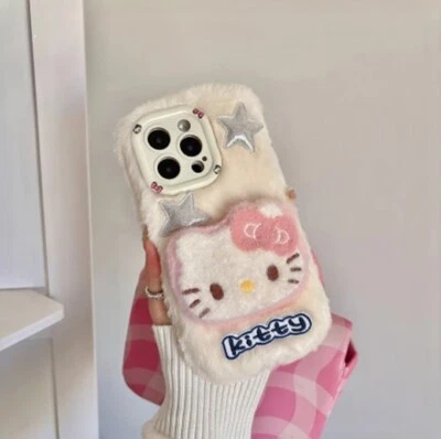 "FREE Shipping" NEW for iPhone16- 11Pro Fluffycase Fur embroidery Hello kitty - Image 1 of 4