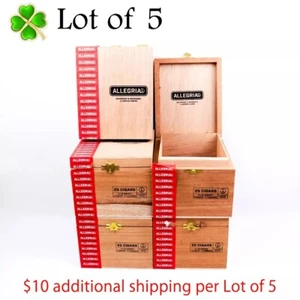 Lote de 5 cajas de cigarros de madera vacías Allegria Robusto 6,25" x 5,25" x 4,25" - Imagen 1 de 12