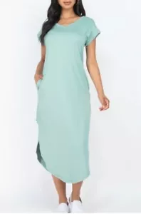 Women's Maxi Dresses, Summer Maxi Dress, V Neck Dress, Soft & Comfy, Size Medium - Picture 1 of 13