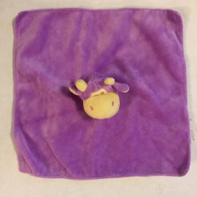 "Manta de seguridad para bebé Dakin púrpura amarillo vaca satinado felpa Lovey 12""X12""" Foto 1 de 4