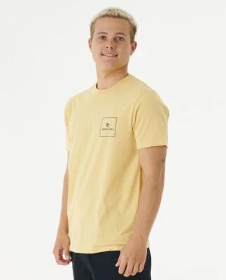 Camiseta Rip Curl Cotton SS ~ Corp Icon amarillo lavado - Imagen 1 de 2