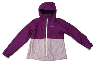 Columbia Windbreaker Jacket Girls M Purple Hooded Full Zip Lightweight Outdoor - Picture 1 of 4