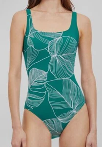 $154 Gottex Women Green Natural Essence Sqaure Neck One Piece Swimsuit Size 8 - Picture 1 of 3