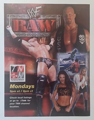 RAW on TNN AD Steve Austin double-sided Wrestling Magazine page Pinup WWF wwe - Image 1 of 2