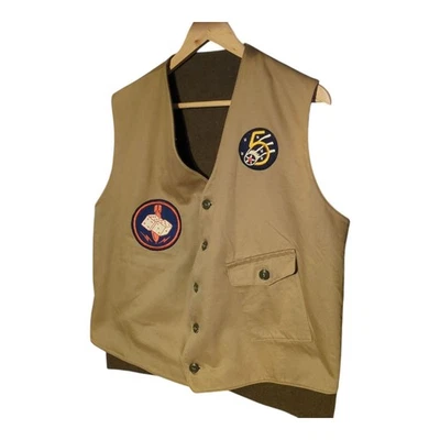 Buzz Rickson's Reversible Military Vest Khaki/Brown Wool Cotton Size 42 F/S - Image 1 of 4