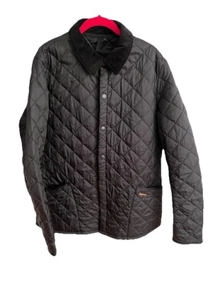 Chaqueta acolchada negra Barbour para hombre XL LIDDESDALE cuello de pana abrigo para tareas de granero Foto 1 de 4