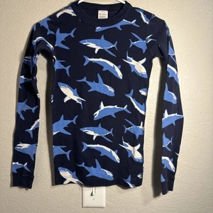 Hanna Andersson Boys 150 cm US 12 Shark Shirt Pajamas Great White 100% Cotton - Picture 1 of 4