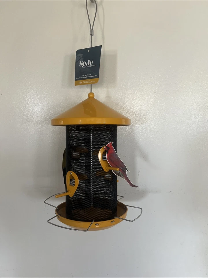 Style Selections Yellow Hanging Metal Hopper Bird Feeder Seed Food Yard Garden