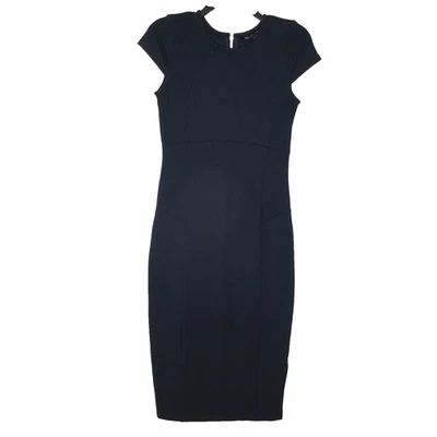Felicity + Coco Womens Cap Sleeve Full Back Zipper Navy Pencil Midi Dress S B34 - Image 1 of 4