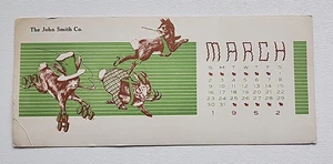 Vintage 1952 März Werbung John Smith Co. Arcanum Kalender Sammelkarte - Bild 1 von 3