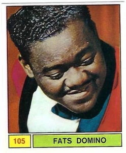 Tarjeta FATS DOMINO 1969 PANINI CANTANTI #105 Salón de la Fama del Rock & Roll (sin precio base) - Imagen 1 de 2