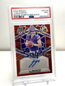 JJ McCarthy Auto Rookie Scripts Red Wave PSA 9 Panini Mosaic 2024 Vikings - Bild 1 von 4