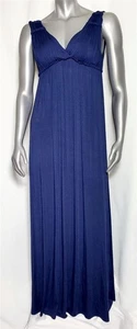 EVA Michael Stars sz 1 Blue Maxi Dress V-Neck Knit Empire Sleeveless Ruffle USA - Picture 1 of 4