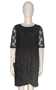 Women's Pretty Young Thing Black Lace Overlay Knee Length Dress Size Medium - Picture 1 of 7