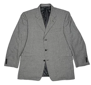 Hickey Freeman Sport Coat Blazer Jacket 44 R Worsted Wool Chevron Black / White - Picture 1 of 19