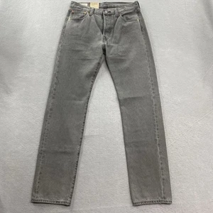 Levis Jeans Mens 30x34 Grey Denim Pants 501 Original Straight Premium - Picture 1 of 16