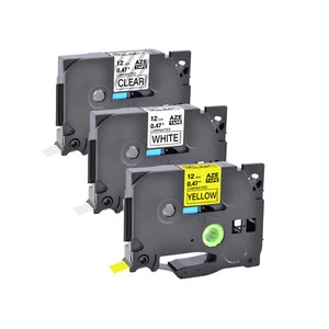 3× Compatible for Brother TZe131-631 12mm Black on Clear/White/Yellow Label Tape - Picture 1 of 12