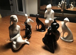 ROYAL DUX VINTAGE Lot! Porcelain Sculpture Ceramic (7) Cats Doves Women - Picture 1 of 20