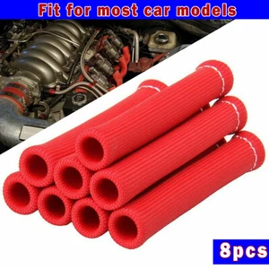 8Pcs 2500° Red Spark Plug Wire Boots Protectors Sleeve Heat Shield Cover For BBC - Picture 1 of 5