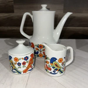 Set tè/caffè vintage MCM psichedelico stile hippy crema zucchero uccellini giapponesi - Foto 1 di 9