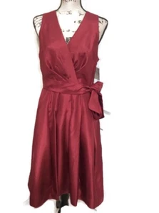 New Kasper SZ10 burgundy long dress Cocktail Formal V-Neck pleated New - Picture 1 of 7