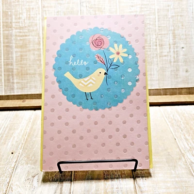 Tarjeta American Greetings Get Well Soon 6x8 rosa azul lunares pensando en ti Foto 1 de 4