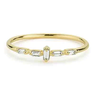 Baguette Diamond Ring - 14k Gold Ring - Gold Stackable Rings - Dainty Gold Ring  - Image 1 of 4