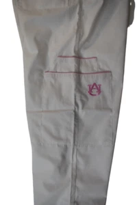 Scrub Dudz Adult Auburn Tigers White/Pink Scrub Pants Bottoms New S, M, L - Picture 1 of 5