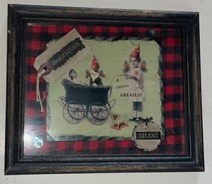 Collage enmarcado (madera/tela/papel/vidrio) imaginación el mayor talento de un niño - Imagen 1 de 3