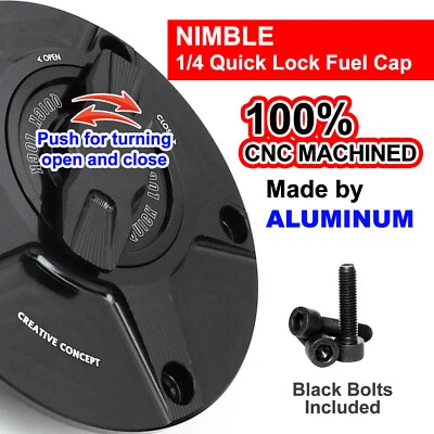 Black CNC Keyless Fuel Gas Tank Cap For Ducati Monster 600 750 900 1000 All Year - Image 1 of 4